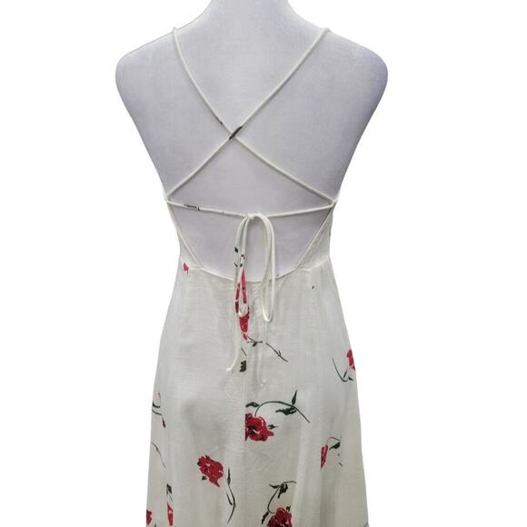 Princess Polly Women's Floral Print‎ Button Down Midi Dress Size 4 White Red - Picture 11 of 16